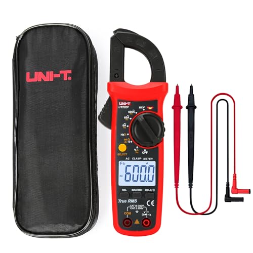 UNI-T UT202F Digital Clamp Meter AC Current TRMS Volt Ohm Amp Meter HVAC Clamp On Multimeter Auto Ranging 6000Counts AC Current Frequency NCV AC DC Voltage Frequency Resistance Continuity Diode Tester - size: UT202F