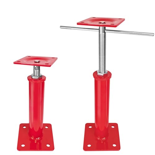 2 Pack Adjustable House Floor Jacks, 11"-16" Height Range Jack Post for Leveling, 3-5 Ton Lod Capacity Heavy-Duty Basement Support Screw Jack for House Foundation, Stairs, Porches, Roof Beams, Red - size: 11"-16" (2Pack)