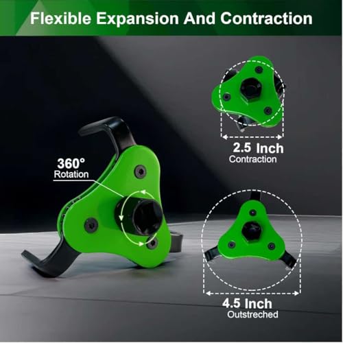 Green Upgraded Universal Oil Filter Wrench, 3 Jaw Oil Filter Removal Tool