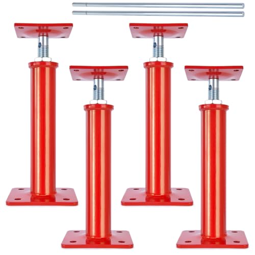4 Pack House Jacks for Leveling, 11-16 in Crawlspace Support Posts | 4-Pack support set - For crawlspaces, basements, floor joists and beams; includes 4 jack posts and 2 adjustment rods