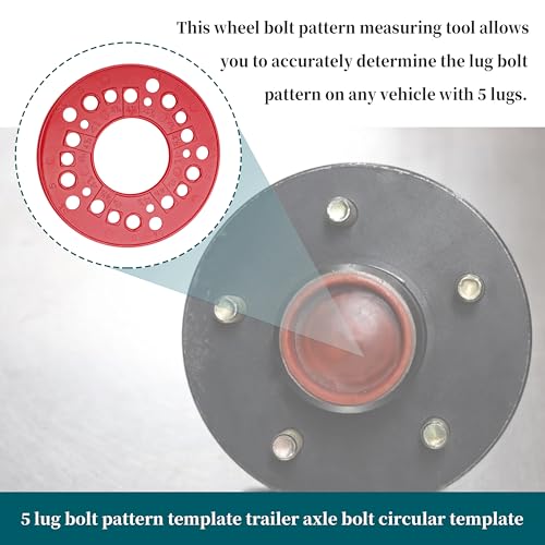 eaacaa Wheel Bolt Pattern Measuring Tool, 5 Lug Template Gauge for 5/6/8 Hole Rims, Precise Trailer Axle Bolt Circle Tool-Red - color: 1 Pcs