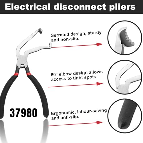 Electrical Disconnect Pliers 37960, 37980, Electrical Connector Separator 13120, 8in Automotive Tools Electrical Connector Pliers, Automotive Tools for Push Tab Style Plugs (3-Piece Set) - style: Straight and 60 Degree