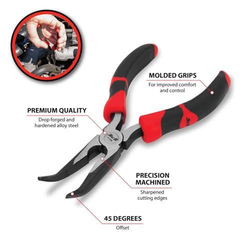 Performance Tool W30732 6-Inch Curved Long Nose Pliers - size: 6" Curved Long Nose Pliers