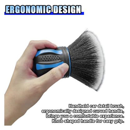 Car Detailing Brush, Ultra Soft Bristles XL Synthetic Brush, Auto Interior Dusting Brush with Storage Rack, Car Cleaning Tool for Vehicle Air Conditioner Vents, Dashboard, Leather (Blue) - color: Blue