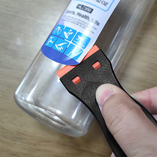 EHDIS 1.5" Plastic Razor Scraper Tool with 10pcs Double Edged Blades for Adhesive Remover,Removing Labels Stickers Decals Taping on Glass Windows(True Black) - color: True Black