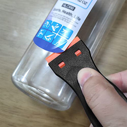 EHDIS 1.5" Plastic Razor Scraper Tool with 10pcs Double Edged Blades for Adhesive Remover,Removing Labels Stickers Decals Taping on Glass Windows(True Black) - color: True Black