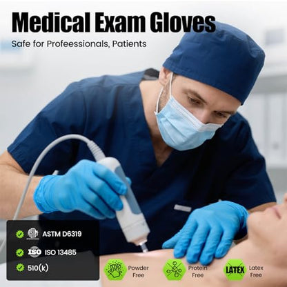 TREEGO Blue Nitrile Gloves, X-Large, 6 Mil Medical Exam Gloves, 1000 Count | Powder Free, Latex Free, 510(k) Cleared, Ideal for Manufacturing, Warehouse, Automotive & Heavy Cleaning - color: 1000 Blue, size: X-Large