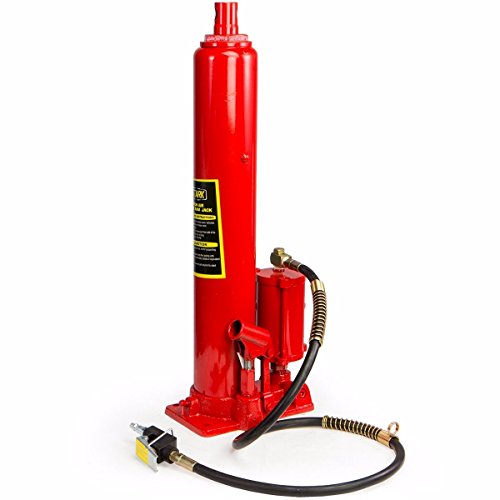 XtremepowerUS 8 Ton Hydraulic Long Ram Jack Replacement Engine Hoist Cylinder with Clevis Base, Heavy-Duty Welded Steel, Manual Pump Operation (8 Ton (Air Pump)) - size: 8 Ton (Air Pump)
