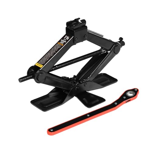Big RED AST10202SR Torin Wide Base Cross Car Scissor Jack: Steel Portable Quick Lift Tire Jacks Include Ratchet Wrench for Car, Truck, Sedans and MPV, 1.5 Ton (3,000 lbs) Capacity, Black - color: BLACK/RED, style: Scissor Jack
