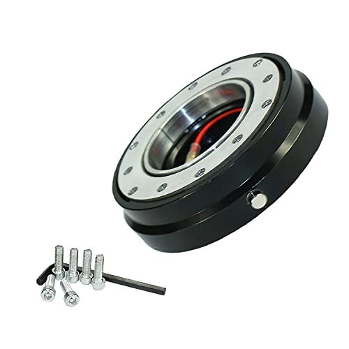 Universal 6 Hole Slim Steering Wheel Quick Release Hub Adapter Snap Off Boss kit for Race/Rally/Motorsport (Black)