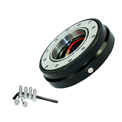 Universal 6 Hole Slim Steering Wheel Quick Release Hub Adapter Snap Off Boss kit for Race/Rally/Motorsport (Black)