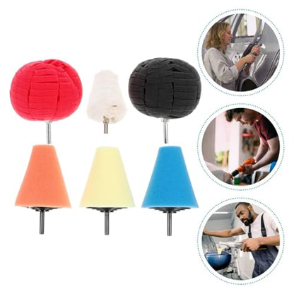 SUPVOX Car Hub Polishing Disc Set 6 Pieces 3-Inch Sponge Buffing Pads for Automotive Waxing Polishing Sealing Compatible with Drill for Car Detailing