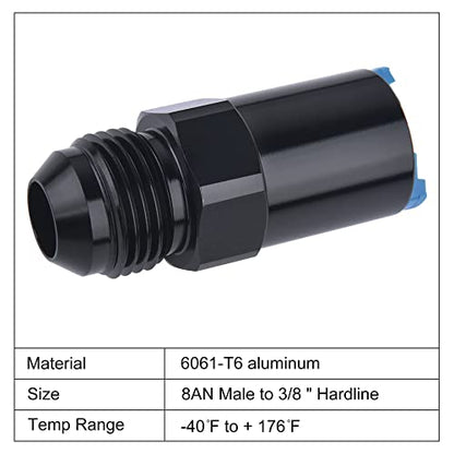 EVIL ENERGY 8AN Male to 3/8" Quick-Disconnect Female Push-On Fitting, 2PCS | 6061-T6 Aluminum, 3/4-16 UNF Thread, 37° Flare Sealing, Plastic Spring Lock - size: 8AN to 3/8