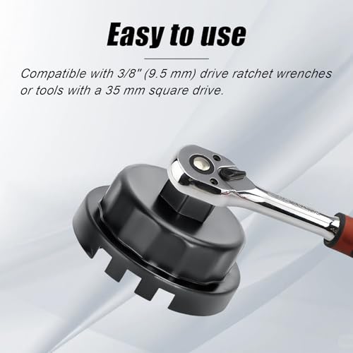 64mm 14 Flutes/4 Slots Oil Filter Wrench, Heavy Duty Cap Style Oil Filter Removal Tool Socket Compatible with Lexus Toyota Tundra RAV4 4Runner Camry with 2.5L to 5.7L Engines