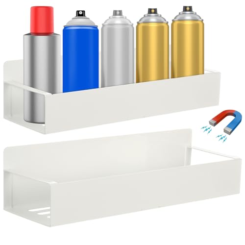 2 Pcs Magnetic Aerosol Spray Can Holder, Magnet Toolbox Bottle Holder, Wall Mounted Spray Bottle Rack, Mechanic Paint Can Organizer, Tool Box Storage Rack for Garage Home Workspace - color: White
