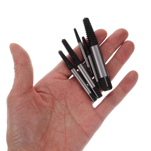 INOOMP Screw Extractor Set for Removing Broken Stripped Damaged Screws Carbon Steel 5pcs Bolt Extractor Kit with Versatile Applications for Automotive Repair