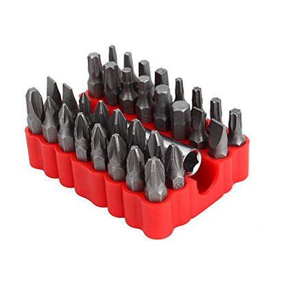 33 Piece Star Hex Screwdriver Set Security Torx Bit Set 1/4" 6.35mm Tri Wing Screw Driver Includes 32 Screwdriver Bits and 1 Hex Magnetic Base for Electronics, Automotive Parts