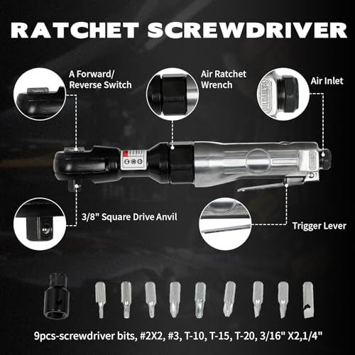 71-Piece Air Tool Kit, 1/2" Impact Wrench, 150mm Hammer, 1/4" Die Grinder, Ratchet Wrench, Air Compressor Tools with Full Accessories for Mechanics