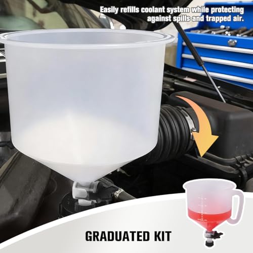 Zpana 15PCS Car Coolant Funnel Kit, No-Spill Vehicle Radiator Filling Funnel Bleeder with Adapters, No-Leak Auto Radiator Burping Filler, Universal for SUV RV Truck (Red) - color: Red