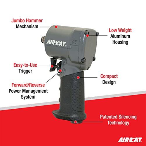 AIRCAT Pneumatic Tools 1057-TH: Stubby Impact Wrench 700 ft-lbs - 1/2-Inch - size: 1/2-Inch (Pack of 1)
