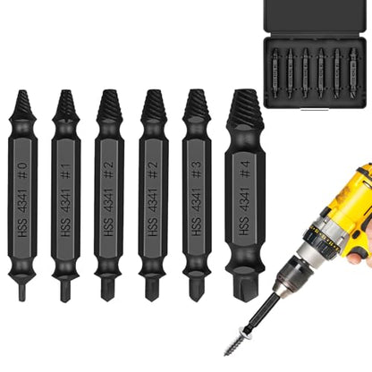 6PCS Damaged Screw Extractor Tools Sets, Stripped Screws Nuts & Bolts Drill Bit Tools for Easy Removal(Black) - color: Black
