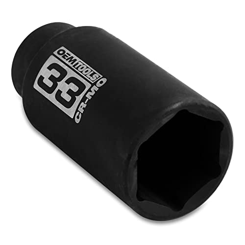 OEMTOOLS 25152 1/2 Inch Drive 33mm Axle Nut Socket, Durable Chrome Molybdenum Steel, Automotive Maintenance and Tune-Ups, Rust Resistant | CR-MO 33mm Impact Socket, Black Oxide Finish to Resist Rust, 6 Pt. 33mm Socket, Use for Tune-Ups - size: 33 mm