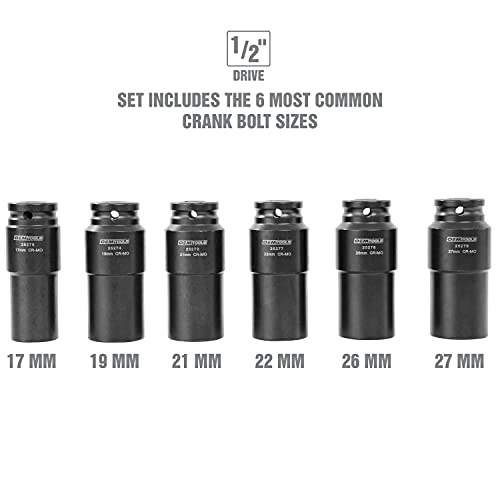 OEMTOOLS 25276 6 Piece Harmonic Balancer Puller Socket Set, Crankshaft Bolt Removal Tool Heavy Duty Impact Sockets, Harmonic Balancer Socket 17mm -27 mm, Chrome Moly Steel, 1/2" Drive - style: 6 Pack