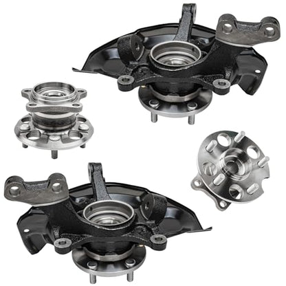 Detroit Axle - AWD 4pc Steering Knuckles Kit for 04-09 Lexus RX330, 06-08 RX400h, 06-07 Toyota Highlander, 2 Front Steering Knuckles & Wheel Bearing Hubs 2 Rear Wheel Bearing and Hubs Replacement - size: 4UW48629/Kit