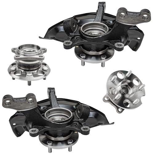 Detroit Axle - AWD 4pc Steering Knuckles Kit for 04-09 Lexus RX330, 06-08 RX400h, 06-07 Toyota Highlander, 2 Front Steering Knuckles & Wheel Bearing Hubs 2 Rear Wheel Bearing and Hubs Replacement - size: 4UW48629/Kit