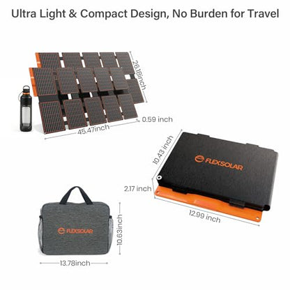 FlexSolar 2 PCS 100W Portable Solar Panels Chargers with PD3.0 USB-C,QC3.0 USB-A and DC Outputs Foldable IP67 Waterproof Power Emergency Camping - size: S-100W*2