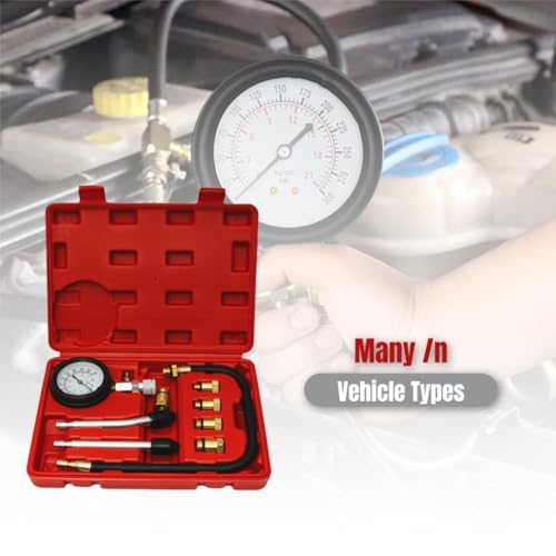 Engine Compression Tester Kit – 5 Adapters (M10, M12, M14, M16, M18) – Accurate 0-300 PSI Dual Scale Gauge – Ideal for Small Engine Diagnostics - PMD Products