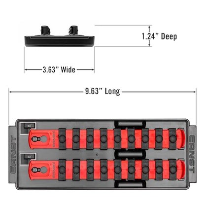 Ernst Manufacturing 8-Inch Socket Boss, 2-Rail Socket Tray, Red - 3/8" Drive Twist-Lock Organizer, Made in the USA - color: Red, size: 2-Rail, style: 3/8" Drive