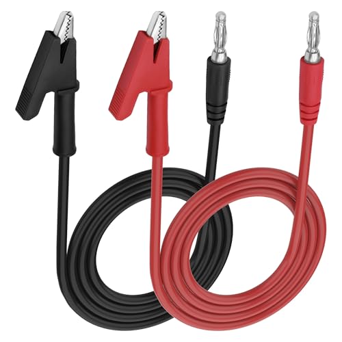 MEIRIYFA 4mm Banana Plug to Crocodile Alligator Clip Test Probe Lead Wire 16AWG Cable for Electrical Testing, Power Supplies, Automotive, Multimeter 1M/3.3Ft -2Pcs