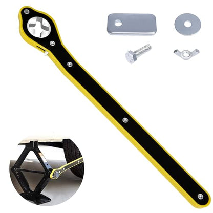 ecocstm Car Jack Ratchet Wrench, Labor-saving Tire Jack Handle, Scissor Jack Adapter for Car with Long Handle, 360° Swivel Tire Wheel Lug Wrench for Travel/Truck/SUV/Vans