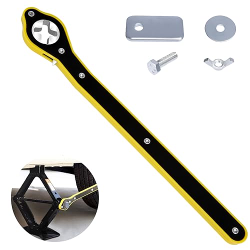 ecocstm Car Jack Ratchet Wrench, Labor-saving Tire Jack Handle, Scissor Jack Adapter for Car with Long Handle, 360° Swivel Tire Wheel Lug Wrench for Travel/Truck/SUV/Vans