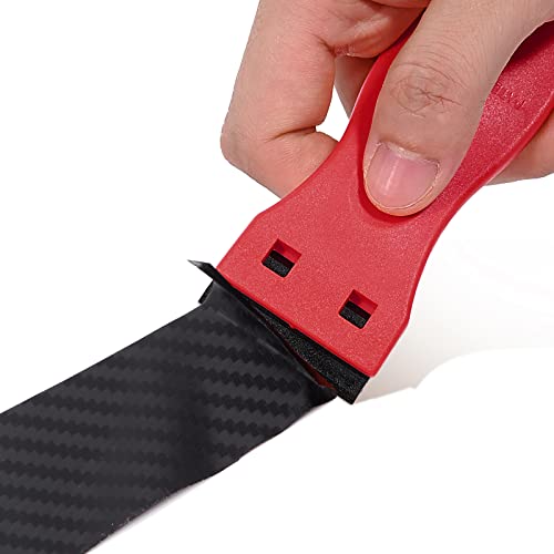EHDIS 1.5" Plastic Razor Scraper Tool with 10pcs Double Edged Blades for Adhesive Remover,Removing Labels Stickers Decals Taping on Glass Windows (Red) - color: Red