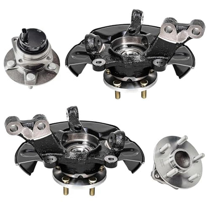 Detroit Axle - FWD 4pc Steering Knuckles Kit for 03-08 Toyota Matrix, 2 Front Steering Knuckles & Wheel Bearing Hubs 2 Rear Wheel Bearing and Hubs 2003 2004 2005 2006 2007 2008 Replacement - size: 4UW50480/Kit