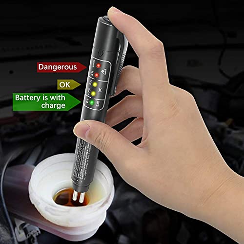 Brake Fluid Liquid Tester, Auto Diagnostic Testing Tool, Oil Moisture Analyzer with 5 LED Indicators, Auto Diagnostic Checker Tool for DOT3 DOT4 Brake Fluid，Father'Day Gift