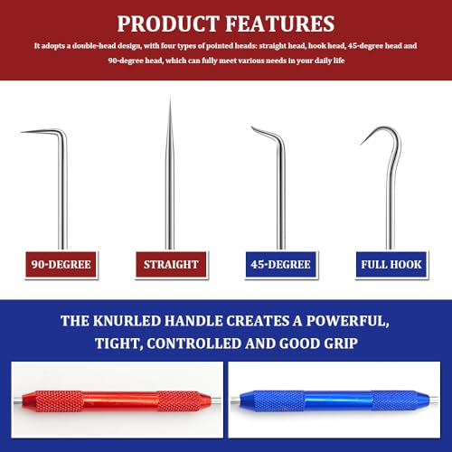 2PCS CarbonSteel Hook Tool and Pick Set, Seal Puller, O Ring Pick Set and Hook Tool, Universal Car Accessories Mini Precision Hooks Puller Remover Compatible with Most Cars