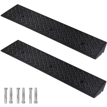 2 Pack Rubber Curb Ramps Driveway ramp, 3 7/8" H, 39.4" L, 9.8" W, Heavy Loading (4400LB)/2 Ton Capacity, Threshold, Motorcycle, Loading, Bikes, Wheelchairs Ramps - size: 3 7/8" Rise