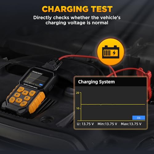 BT460 12 24v Car Battery Tester 30-2000 CCA Battery Load Tester Automotive Battery Tester with Cranking Charging System Test,2.8" Color Display and Data Review