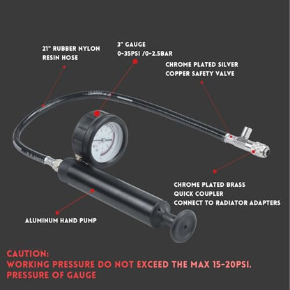 16 Pcs Universal Radiator Pressure Tester Kit,Coolant Pressure Tester kit with 13 Radiator Adapters,Precise Coolant Leak Detector for All Vehicle Cooling System - size: 16PCS