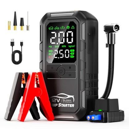 10-in-1 Car Battery Jump Starter with Air Compressor 10000A 160PSI Portable Car Jumper Starter (All Gas 12L Diesel), 12V Jump Box Car Battery Jump Starter Portable Jumper Cables, Lights (10000A) - size: 10000A