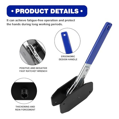 Brake Caliper Compression Tool, 360 Degree Swing Ratchet Brake Pad Tool with 2 Caliper Hanger, Universal Piston Spreader for Single Twin Quad Piston Car Repair Kit (Blue)