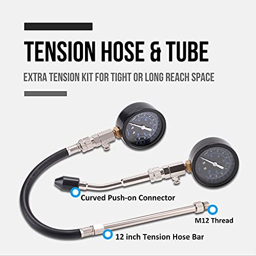 Lichamp 11pcs Compression Tester Adapter Kit, Automotive Engine Cylinder Leak Down Compression Test Motor Pressure Gauge, Include Engine Cylinder Stethoscope