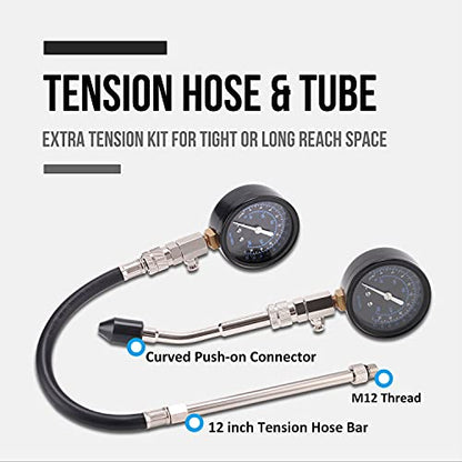 Lichamp 11pcs Compression Tester Adapter Kit, Automotive Engine Cylinder Leak Down Compression Test Motor Pressure Gauge, Include Engine Cylinder Stethoscope