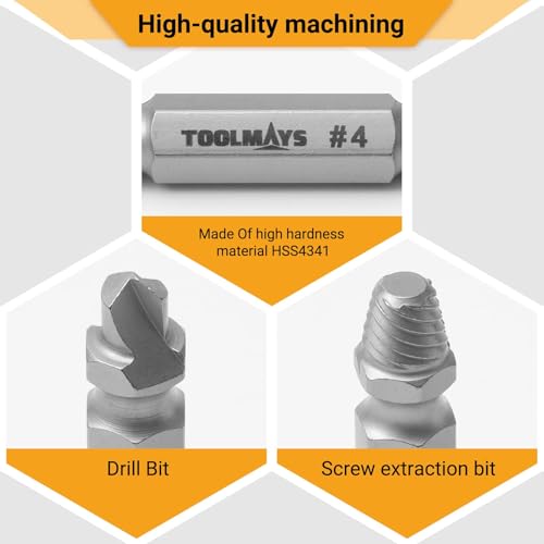 8pcs Damaged Screw Extractor Set, 5 Pcs Hss 4241 Screw Removal Tool With 3 Twist Drill Bit For Stripped, Rusted And Stubborn Screws - size: 8PCS Screw Removal Tool