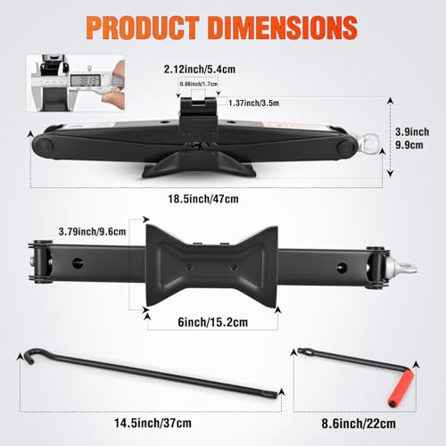 Nilight Scissor Jack for Car 2 Ton (4409 lbs), Heavy Duty Steel Scissor Lift Jack Car Kit with Crank Handle for Sedan SUV MPV Tire Changing, 3.9''-15.7'' Lifting Range Portable Small Jack, Black - size: 2T with Crank Handle, Black