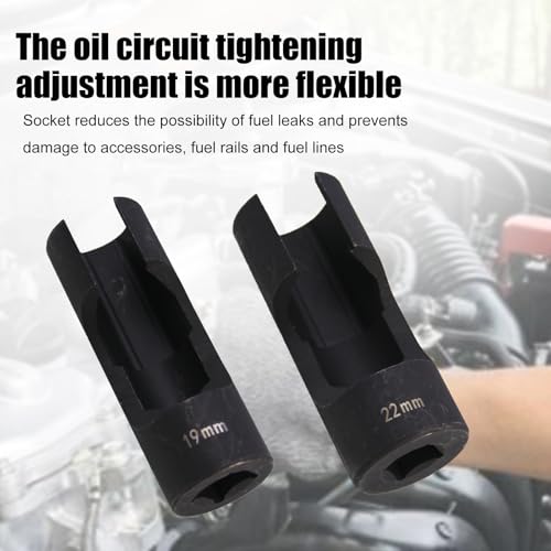 RULLINE 2Pcs Upgraded Steel Flare Nut Socket Set 19mm+22mm for Automotive and Mechanical Applications 1/2" square drive - size: 19mm+22mm