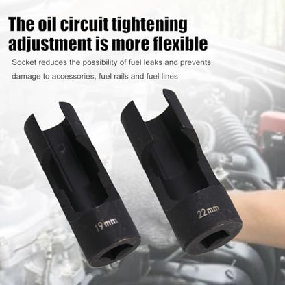 RULLINE 2Pcs Upgraded Steel Flare Nut Socket Set 19mm+22mm for Automotive and Mechanical Applications 1/2" square drive - size: 19mm+22mm